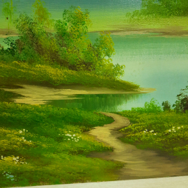Картина "Берёзы у озера" 90х50см. Картинка 6